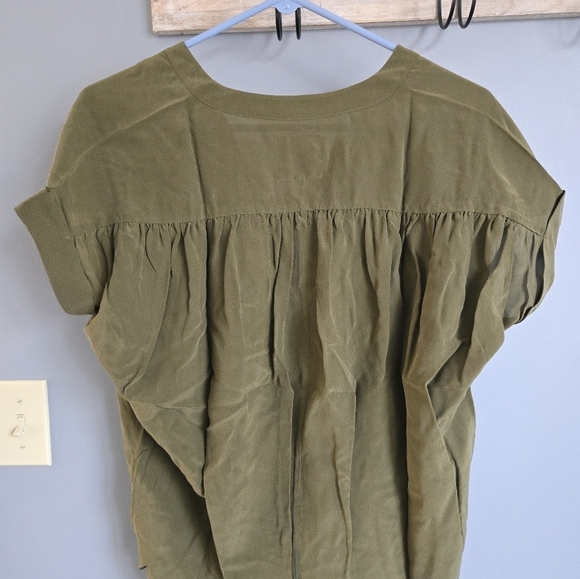 CHASER SHORT SLEEVE VNECK BLOUSE, XSMALL, OLIVE GREEN - Picture 3 of 4